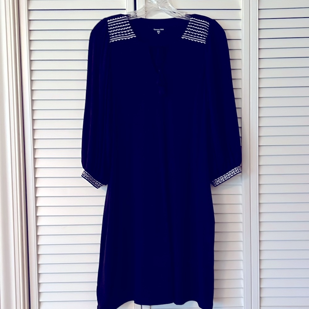Garnet Hill Black Dress with White Embellishments NWT Size cds